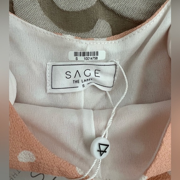 Sage The Label Diamonds & Pearls Overall Jumpsuit Blush Pink Polka Dot Wide Leg - Picture 13 of 15